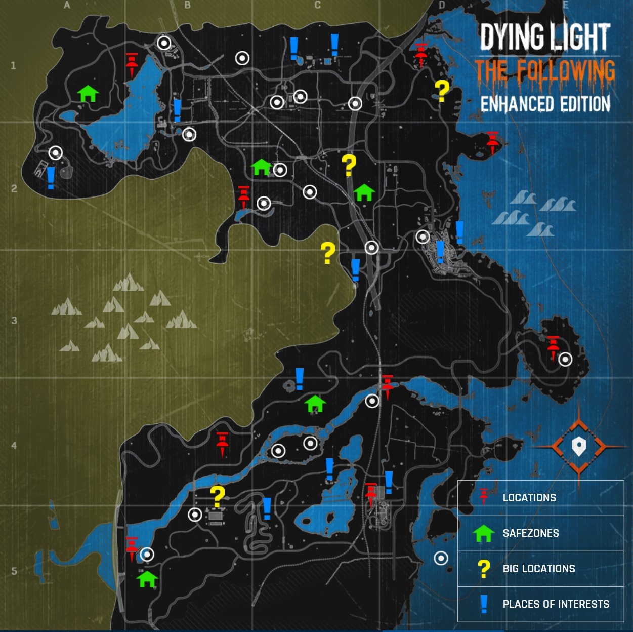 Фул карта. Dying Light following карта пригород. Dying Light 2 карта. Карта вещей Dying Light 2. Dying Light the following карта чертежей.